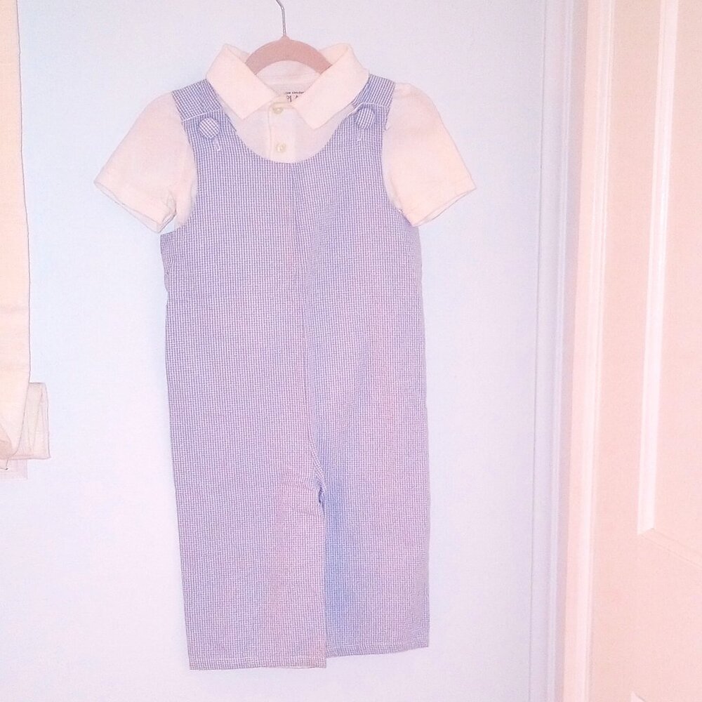 ADORABLE set of The Children's Place white shirt and handmade romper, size 2T